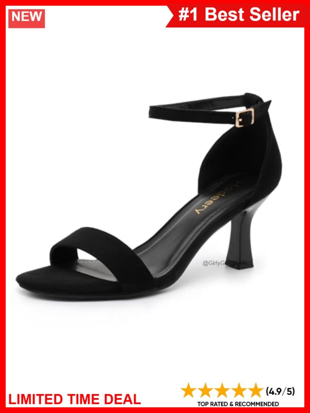 Womens Kitten Heel Open Toe Ankle Strap Faux Leather Sandals Dressy